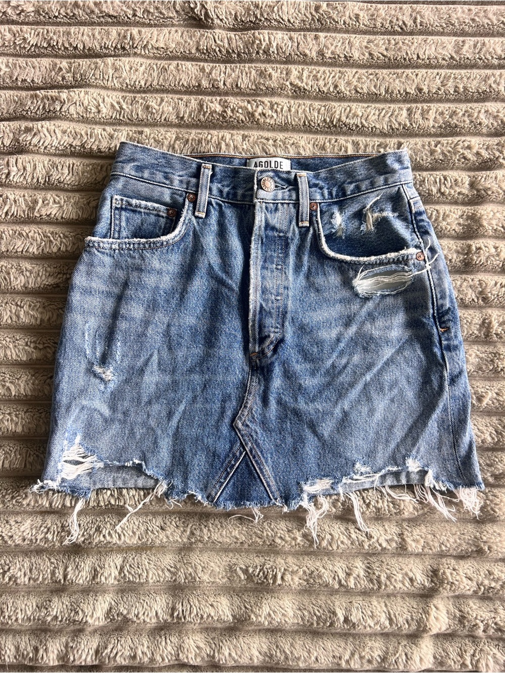AGOLDE Quinn High-Rise Mini Skirt Dark Wash Sz 24